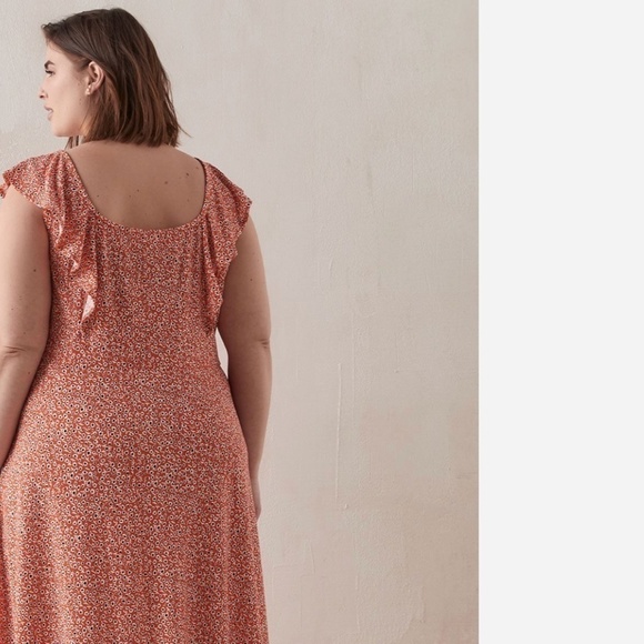 Maxi dress Fairy Ruffle Mod Boho Daisies Stretch Flowy Orange 3X - Picture 12 of 12